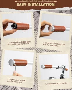 ROCKBROS Leather Vintage Mountain Bike Folding Bike Handlebar Grips 22.2mm