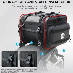 ROCKBROS 50L Expandable Motorcycle Tail Bag with Waterproof Rain Cover