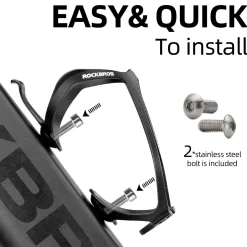 ROCKBROS Lightweight Aluminum Bike Water Bottle Cage Secure Adjustable Holder for Cycling