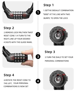 ROCKBROS Lightweight Bike Lock Cable 12MM Anti-Theft Combination Lock