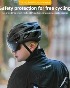 ROCKBROS Lightweight Cycling Helmet with Removable Goggles Sun Visor