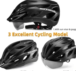 ROCKBROS Lightweight Cycling Helmet with Removable Goggles Sun Visor