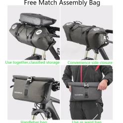 ROCKBROS 12L-20L Waterproof Bikepacking Handlebar Bags with 2 Dry Packs for Bikes