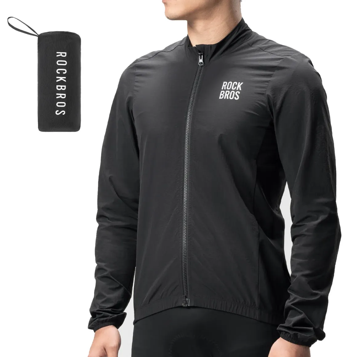 ROCKBROS Long-Seeved Cycling Windbreaker Jacket Foldable