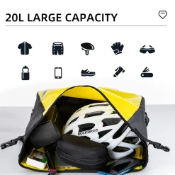 ROCKBROS 20L Triangle Waterproof Bike Rear Rack Pannier Bag for Grocery Touring Cycling