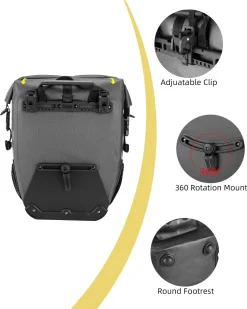 ROCKBROS 27L Waterproof Bike Pannier Bag Grocery Touring Cycling Large Capacity Rear Rack Bag