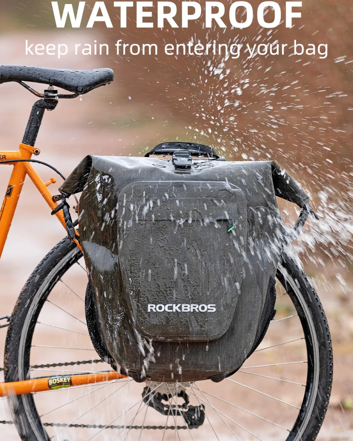 ROCKBROS 27L Waterproof Bike Pannier Bag Grocery Touring Cycling Large Capacity Rear Rack Bag