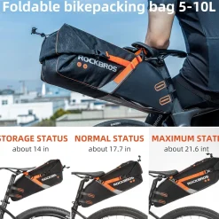 ROCKBROS 10L Waterproof Bike Saddle Bag Large Capacity Easy Install