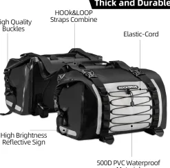 ROCKBROS 60L Waterproof Motorcycle Saddle Bags Durable Removable 2 PCS