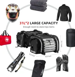 ROCKBROS 60L Waterproof Motorcycle Saddle Bags Durable Removable 2 PCS