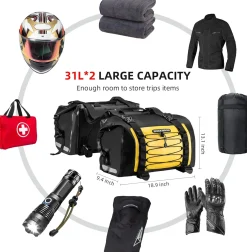 ROCKBROS 60L Waterproof Motorcycle Saddle Bags Durable Removable 2 PCS