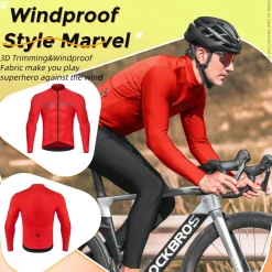 ROCKBROS Men's Long Sleeve Cycling Jersey with full zipper rear pockets perfect fit for outdoor sports