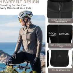 ROCKBROS Men's Long Sleeve Cycling Jersey with full zipper rear pockets perfect fit for outdoor sports