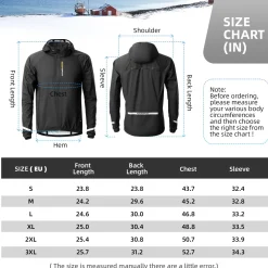 ROCKBROS Men's Waterproof Cycling Rain Jacket with Hood, Lightweight Reflective