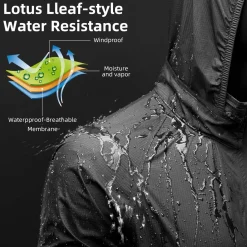 ROCKBROS Men's Waterproof Cycling Rain Jacket with Hood, Lightweight Reflective