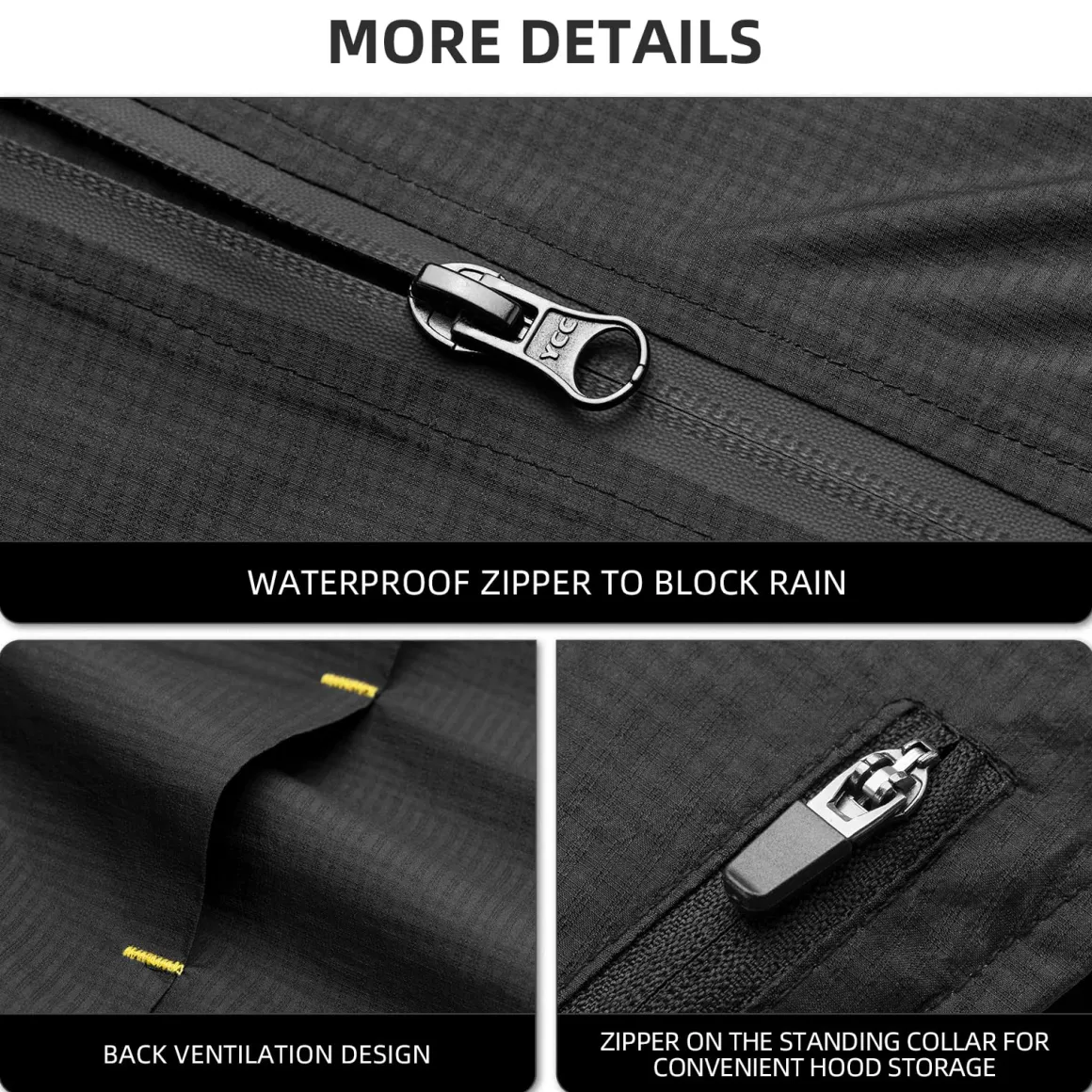ROCKBROS Men's Waterproof Cycling Rain Jacket with Hood, Lightweight Reflective