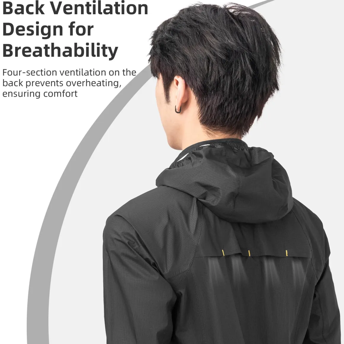 ROCKBROS Men's Waterproof Cycling Rain Jacket with Hood, Lightweight Reflective