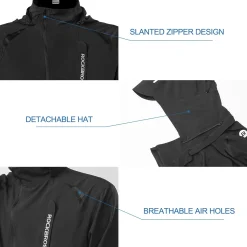 ROCKBROS Men's Windproof Cycling Jacket, Quick-Dry Lightweight Breathable MTB Jacket