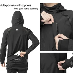 ROCKBROS Men's Windproof Cycling Jacket, Quick-Dry Lightweight Breathable MTB Jacket