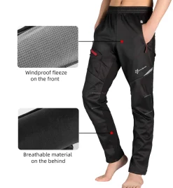 ROCKBROS Men's Windproof Thermal Cycling Pants - Winter Fleece for Biking, Running, Hiking