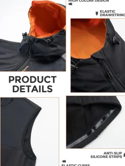 ROCKBROS Men's Winter Cycling Vest, Fleece-Lined, Windproof, Warm Sleeveless Jacket