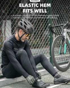 ROCKBROS Men’s Winter Cycling Pants 4D padded, windproof fleece, thermal bike leggings for outdoor riding