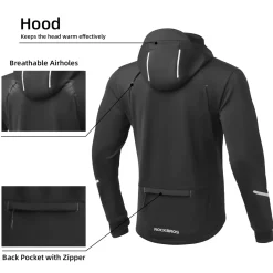 ROCKBROS Men's Winter Cycling Jacket for 5–32°F Thermal Windproof for Biking, Running, Hiking
