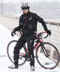 ROCKBROS Men's Winter Cycling Jacket for 5–32°F Thermal Windproof for Biking, Running, Hiking