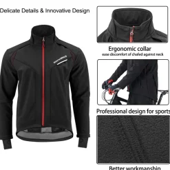 ROCKBROS Men's Winter Cycling Jacket for 5–32°F Thermal Windproof for Biking, Running, Hiking