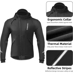 ROCKBROS Men's Winter Cycling Jacket for 5–32°F Thermal Windproof for Biking, Running, Hiking