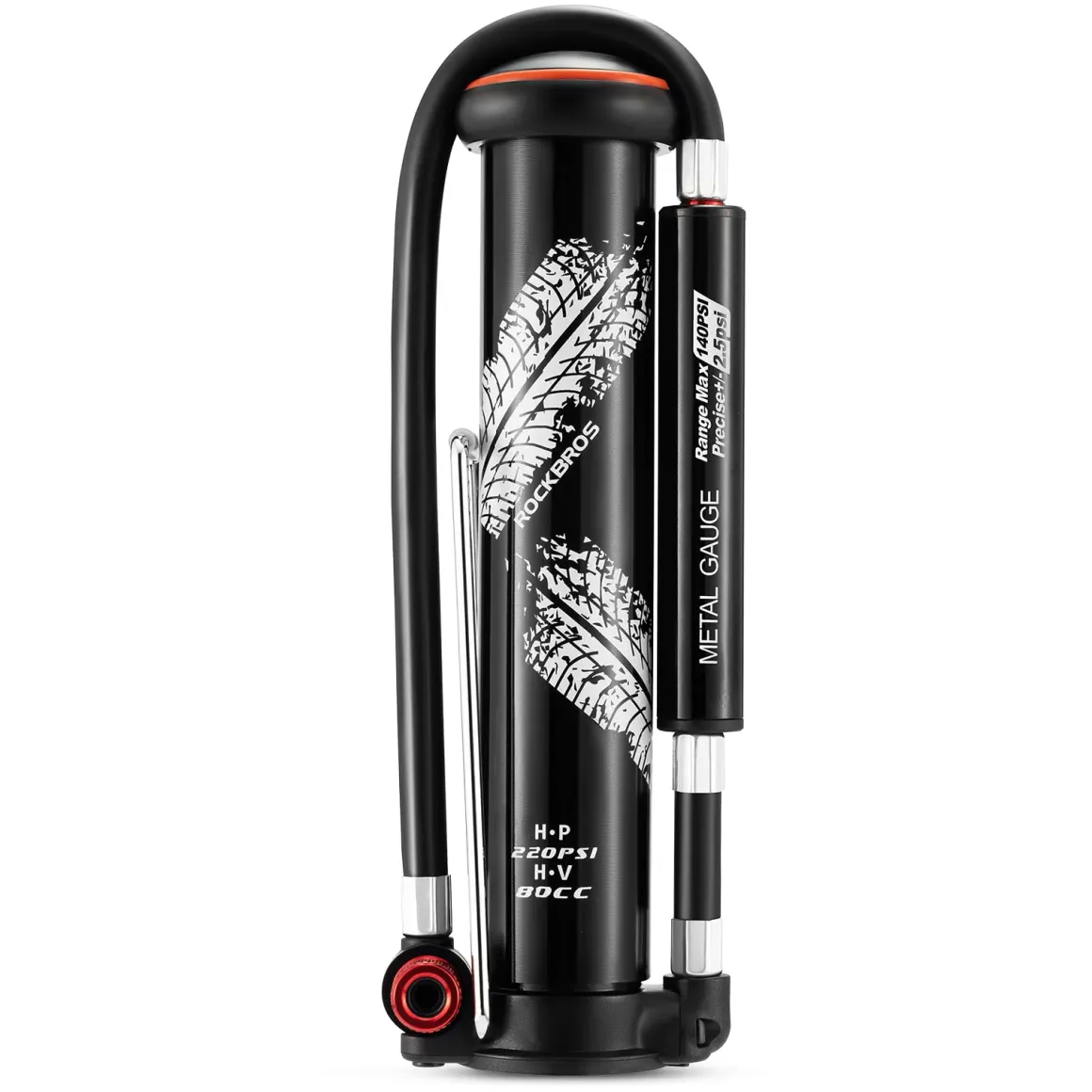 ROCKBROS Mini Portable Bike Pump with Hidden Gauge 220PSI