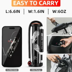 ROCKBROS Mini Portable Bike Pump with Hidden Gauge 220PSI
