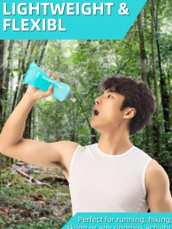 ROCKBROS 500ml Collapsible Soft Flask Flexible Water Bottle for Running, Hiking, Cycling Skiing