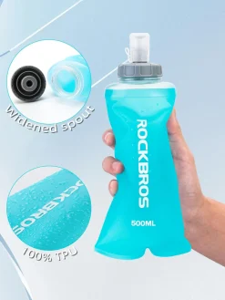 ROCKBROS 500ml Collapsible Soft Flask Flexible Water Bottle for Running, Hiking, Cycling Skiing