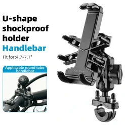 ROCKBROS Motorcycle ATV Adjustable Phone Holder with Vibration Dampener for 4.7-7.1