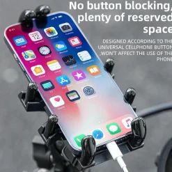 ROCKBROS Motorcycle ATV Adjustable Phone Holder with Vibration Dampener for 4.7-7.1