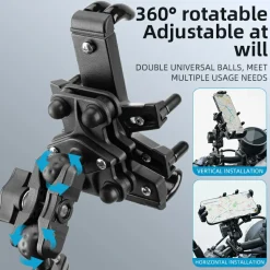 ROCKBROS Motorcycle ATV Adjustable Phone Holder with Vibration Dampener for 4.7-7.1