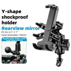 ROCKBROS Motorcycle ATV Adjustable Phone Holder with Vibration Dampener for 4.7-7.1