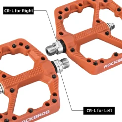 ROCKBROS Mountain Bike Pedals Flat MTB Pedals Nylon Fiber Bicycle Platform Pedals