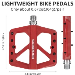 ROCKBROS Mountain Bike Pedals Lightweight Nylon DU Bearing 9/16