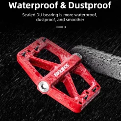 ROCKBROS Mountain Bike Pedals Lightweight Nylon DU Bearing 9/16