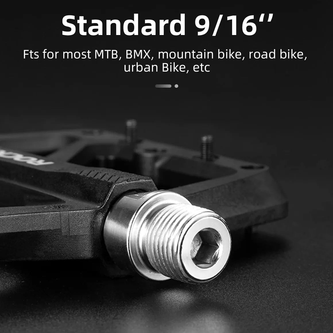 ROCKBROS Mountain Bike Pedals Lightweight Nylon DU Bearing 9/16" MTB Flat Bike Pedals