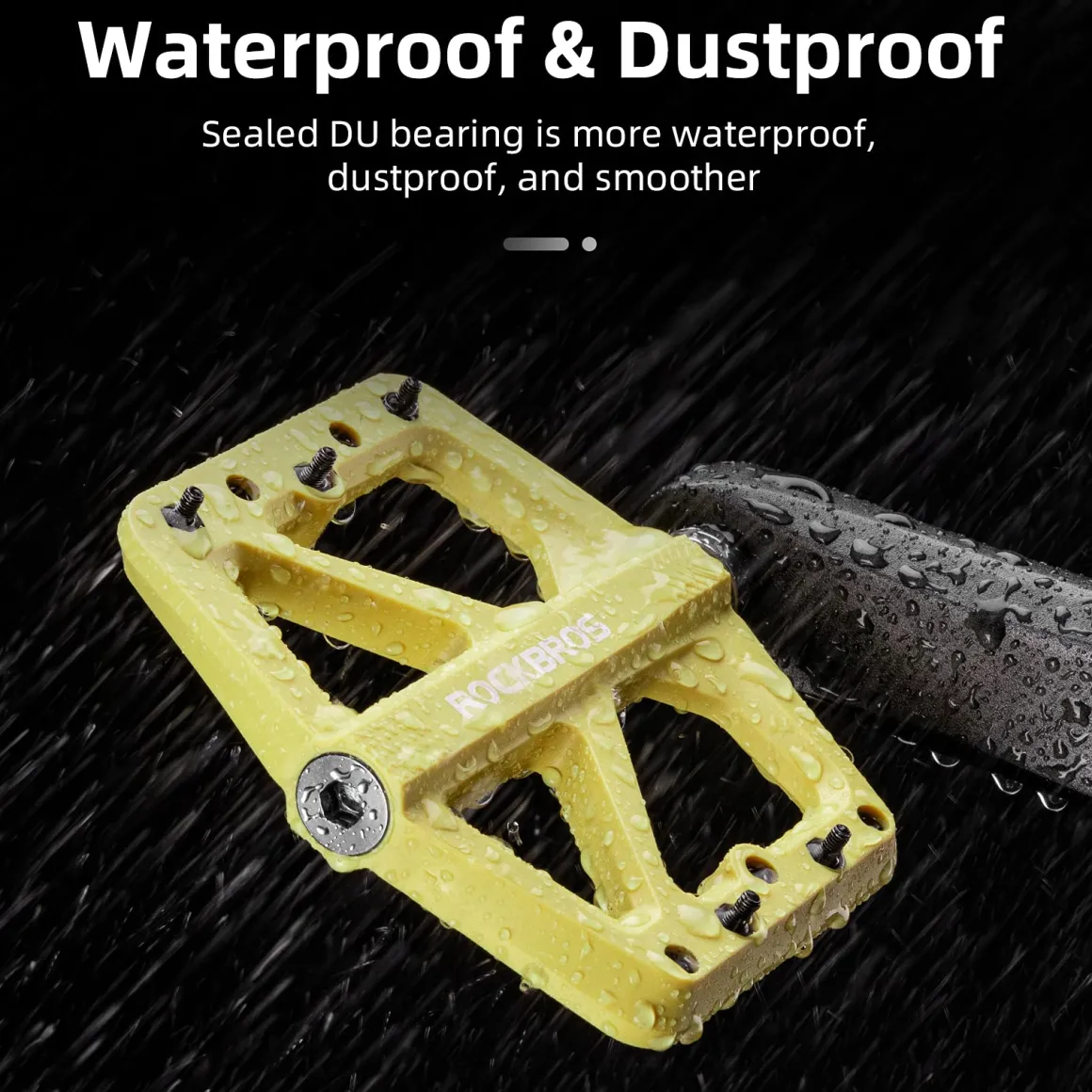 ROCKBROS Mountain Bike Pedals Lightweight Nylon DU Bearing 9/16" MTB Flat Bike Pedals