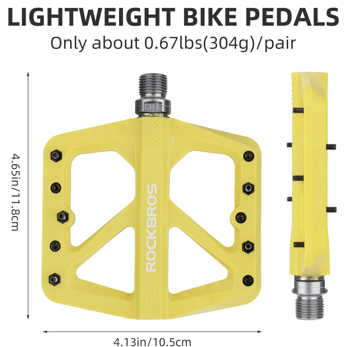 ROCKBROS Mountain Bike Pedals Lightweight Nylon DU Bearing 9/16" MTB Flat Bike Pedals
