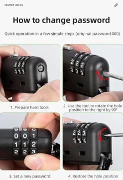 ROCKBROS 1.5M Portable Bicycle Cable Lock - Combination Helmet Lock