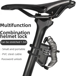 ROCKBROS 1.5M Portable Bicycle Cable Lock - Combination Helmet Lock