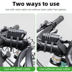 ROCKBROS 1.5M Portable Bicycle Cable Lock - Combination Helmet Lock
