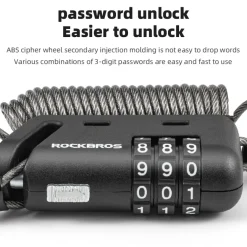 ROCKBROS 1.5M Portable Bicycle Cable Lock - Combination Helmet Lock