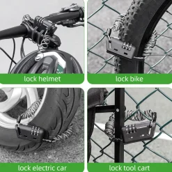 ROCKBROS 1.5M Portable Bicycle Cable Lock - Combination Helmet Lock