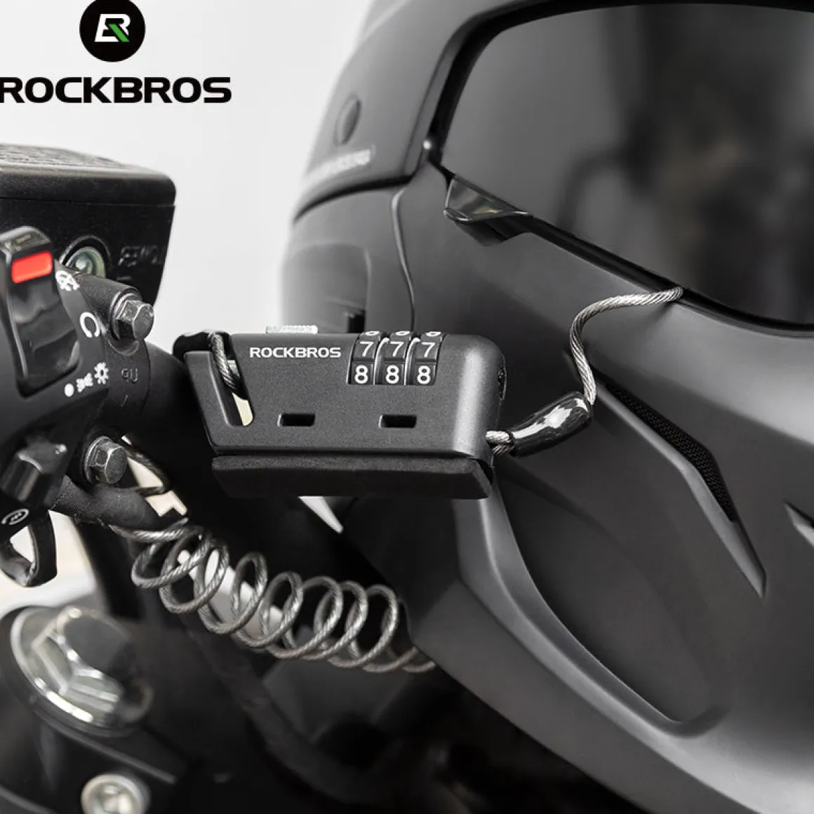 ROCKBROS 1.5M Portable Bicycle Cable Lock - Combination Helmet Lock
